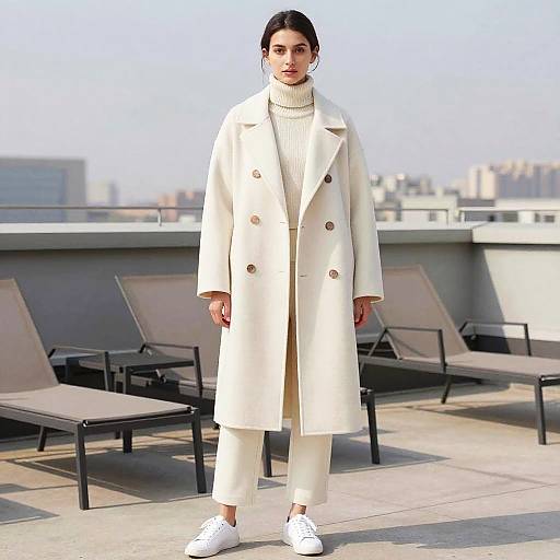 Stylish Woman in Minimalist Wool Coat