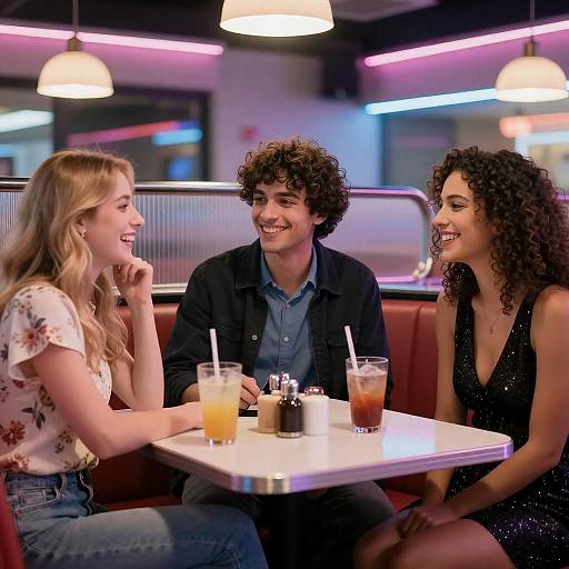 Vibrant Evening at a Neon Restaurant