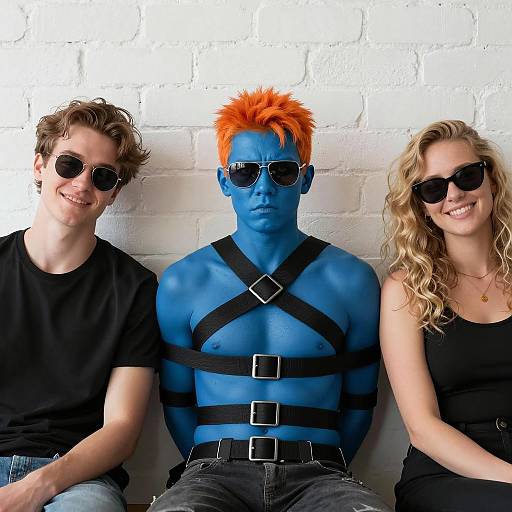 Intense Trio Against a White Wall