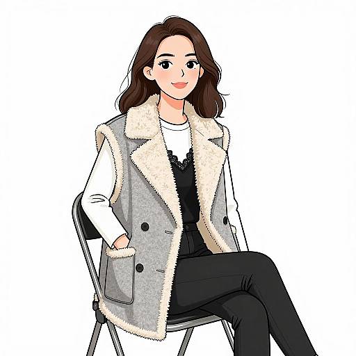 Chic Woman in Wool Vest Outfit