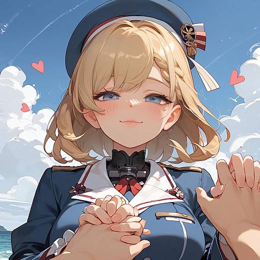 Smug Girl in Blue Jacket Outdoors