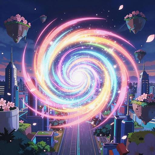 Vibrant Anime Portal in Futuristic City