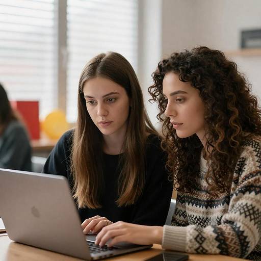Two Women Engrossed in Laptop Work