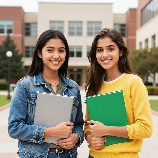 Campus Portrait of Two Smiling Students