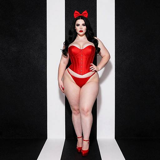 Glamorous Curvy Woman in Red Corset