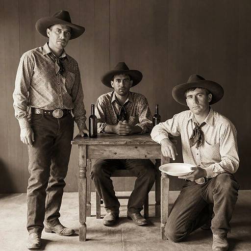 Vintage Western Men Gathering Around Table
