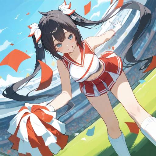 Dynamic Cheerleader Scene with Hestia