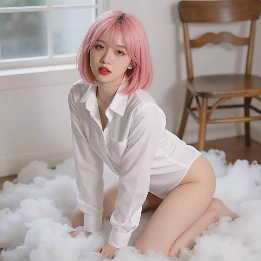 Seductive Woman in Cloud Setting