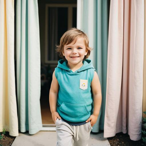 Happy Toddler Boy in Sleeveless Hoodie