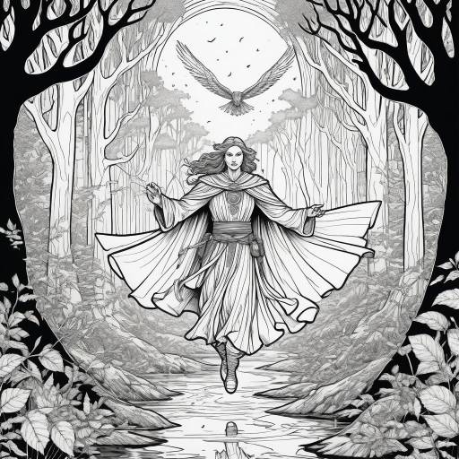 Dynamic Druid in Enchanted Forest Art Dynamic Druid in Enchanted Forest Art