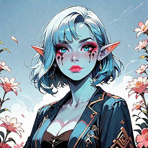 Pointy-Eared Anime Girl with Cleavage