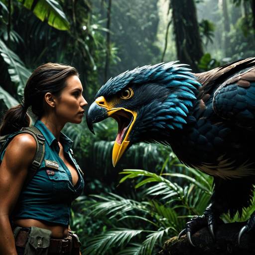 Epic Showdown Between Female Ranger and Giant Thunderbird Epic Showdown Between Female Ranger and Giant Thunderbird