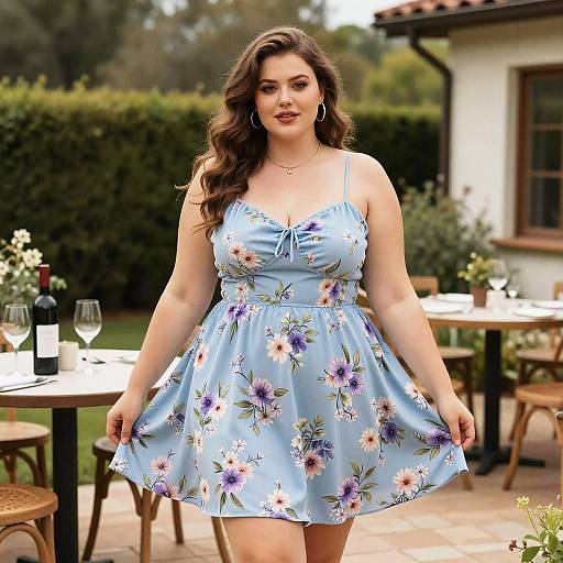 Plus-Size Woman in Floral Sundress
