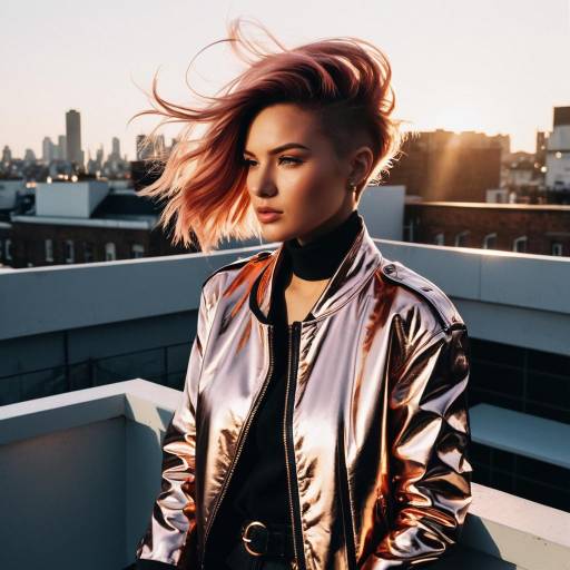 Fashion Influencer with Rose Gold Hair