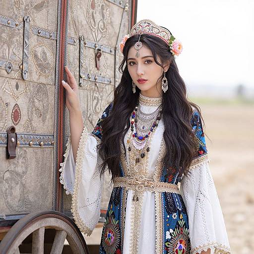 Romantic Gypsy Woman by Wagon