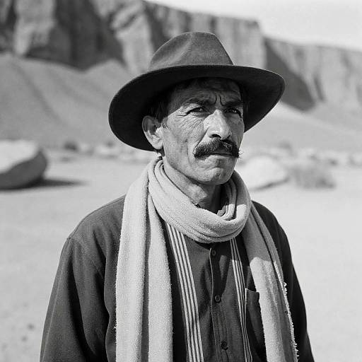 Serious Man in Desert Landscape