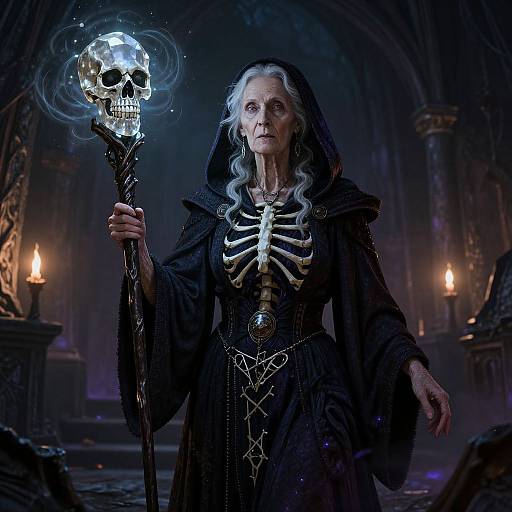 Elderly Necromancer in Gloomy Crypt