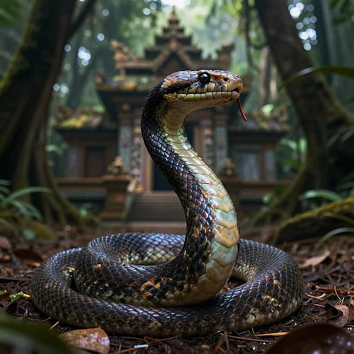 Iridescent Venomous Serpent in Jungle