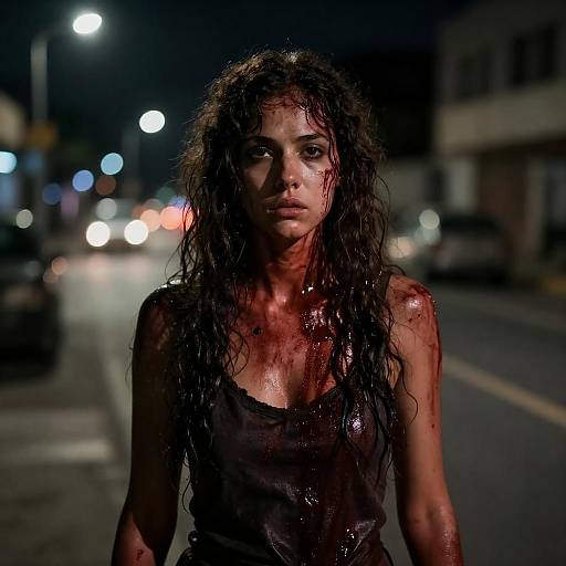 Dark Urban Portrait of a Bloodied Woman