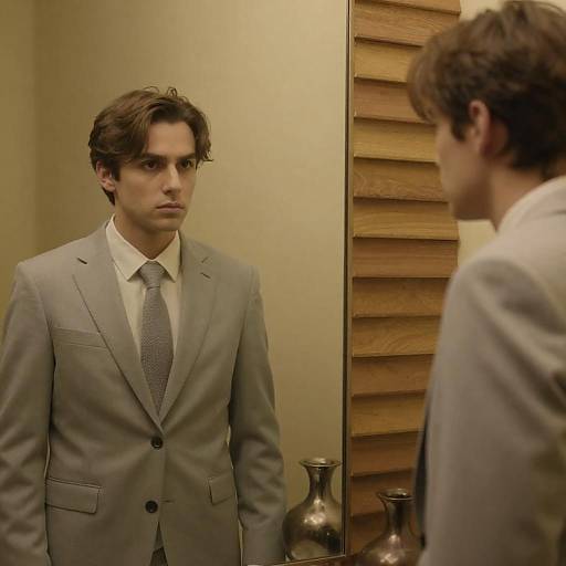 Serious Young Man Reflected in Mirrors