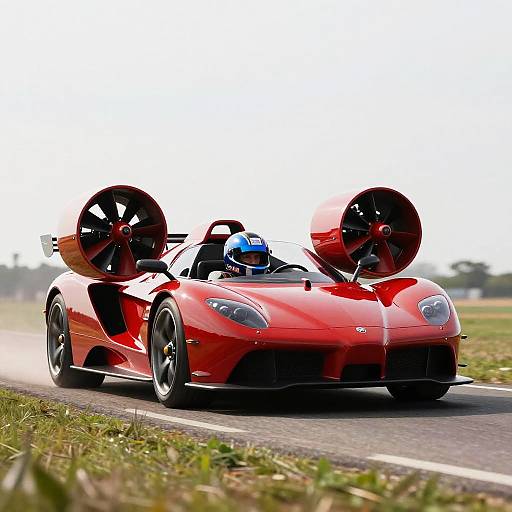 Futuristic Red Sports Car Speeding