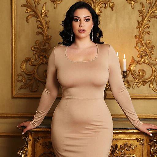 Confident Curvy Woman in Elegant Setting