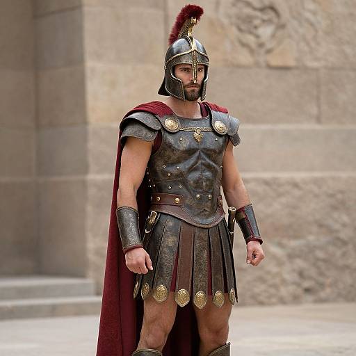 Muscular Gladiator in Red Cape