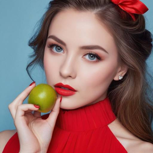 Realistic Portrait of a Girl with Food