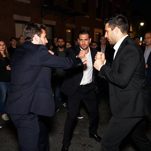 Dramatic Nighttime Street Fight Scene