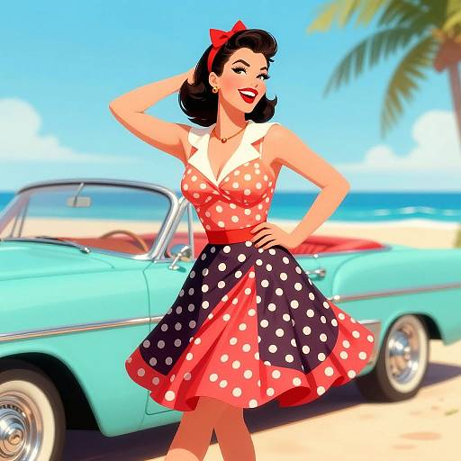 Vintage 50s Pinup Summer Scene