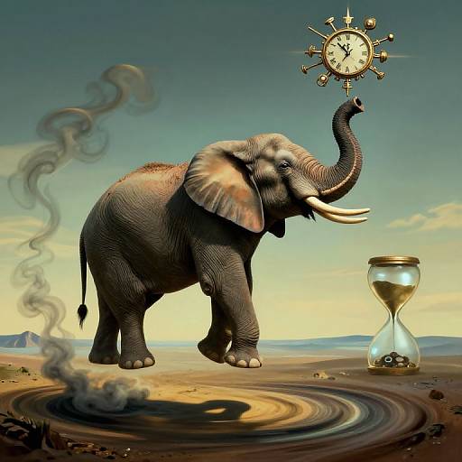 Surreal Hourglass Elephant Dreamscape