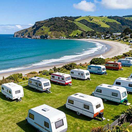 Vibrant Caravan Park Over Turquoise Bay