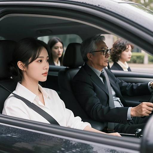 Group Portrait in a Black Car