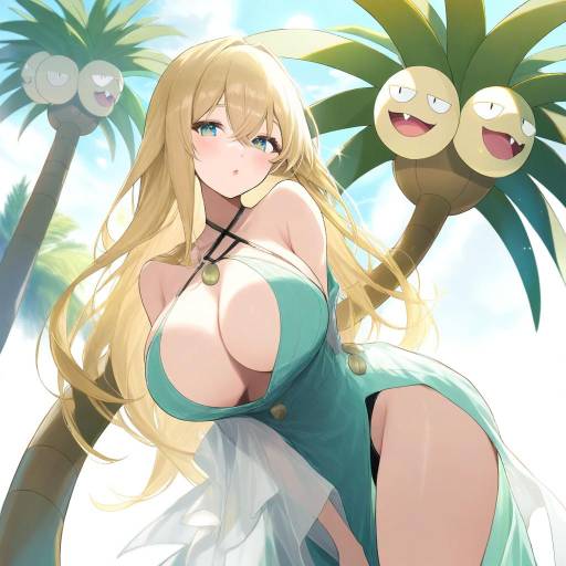 Illustration of Alolan exeggutor, pokemon in the style of Kagachi saku