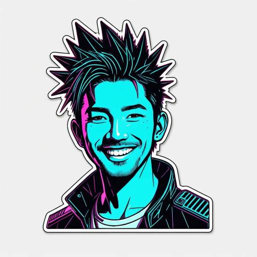 Cyberpunk Style East Asian Man Sticker