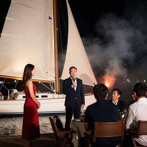 Illuminated Sailboat Night Scene