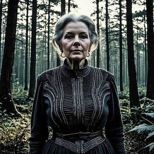 Elderly Woman in Forest Glade