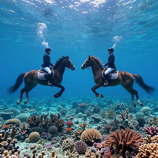 Armored Riders Gliding Over Coral Reef