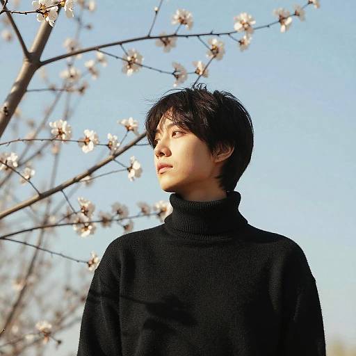 Cinematic Portrait Among Blossoms