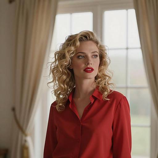 Woman with Curly Hair by Window