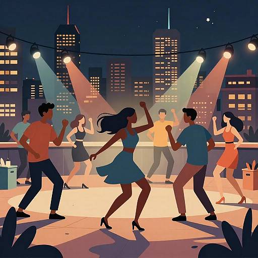Energetic Rooftop Dance Party