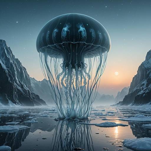 Translucent Alien Jellyfish on Icy Moon