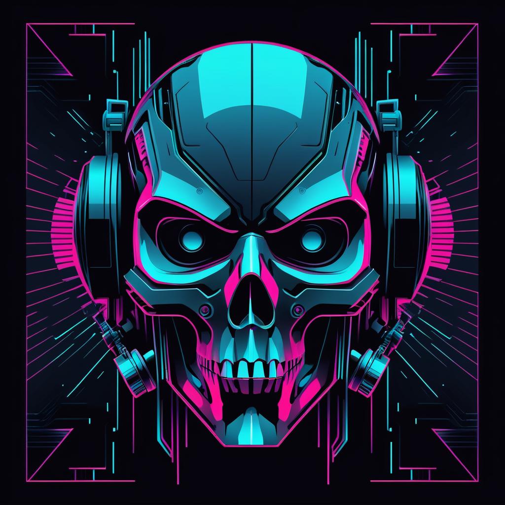 Bold Cyberpunk Skull Design Concept