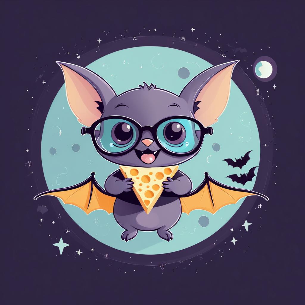 Cute Halloween Bat with Glasses Illustration