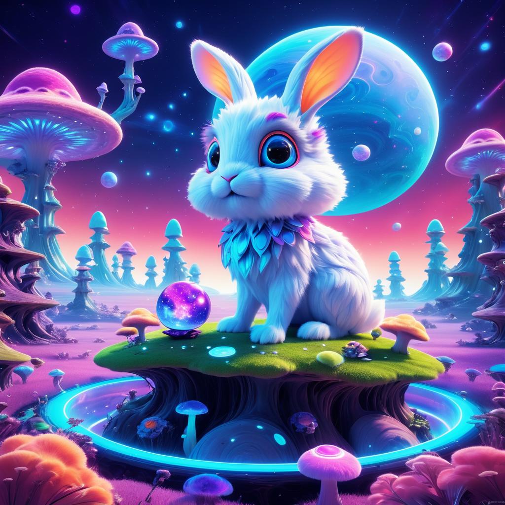 Whimsical Alien Rabbit on Jupiter