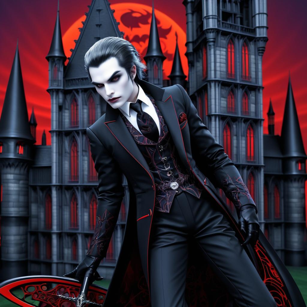 Trippy Vampire in Gothic Castle Art