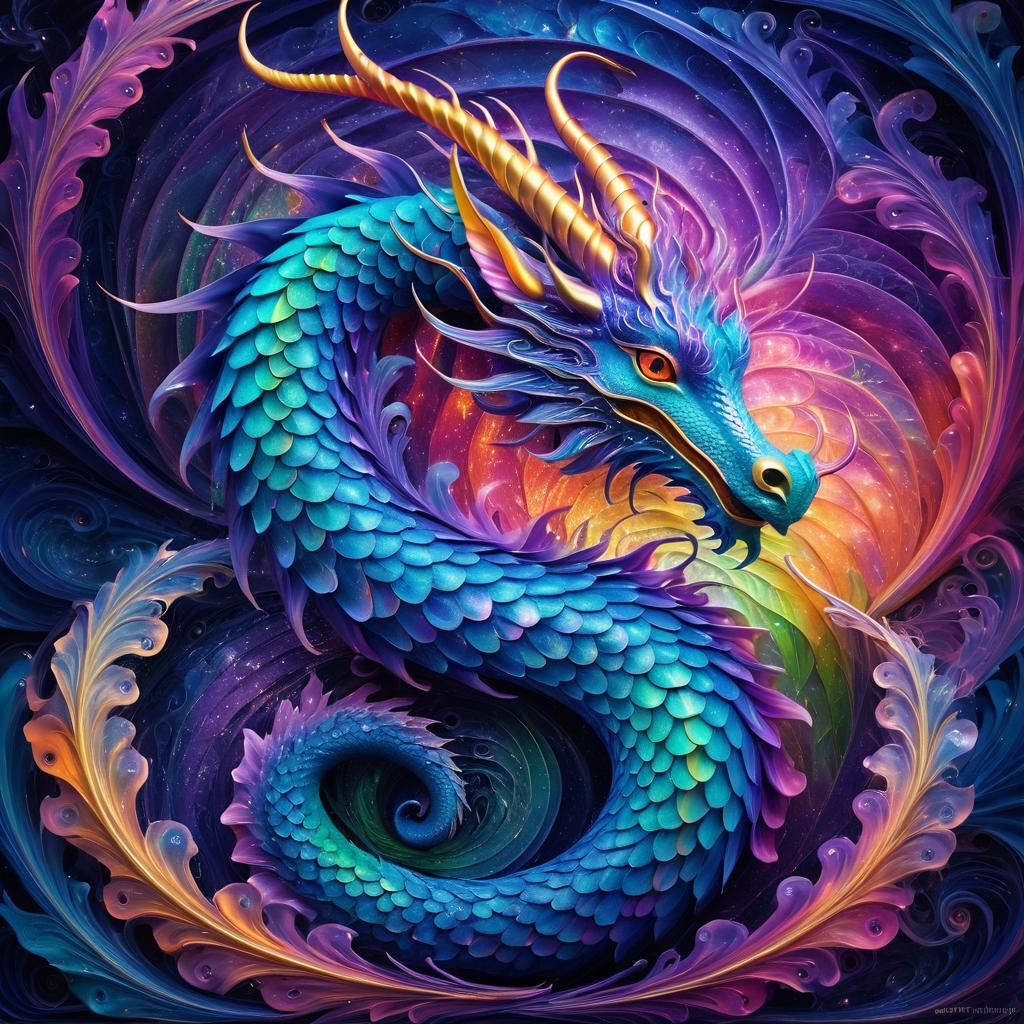 Whimsical Dragon in Surreal Dreamscape