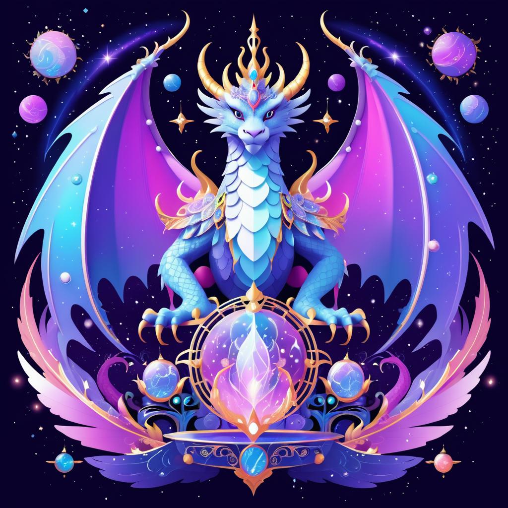 Regal Dragon in Cosmic Throne Illustration