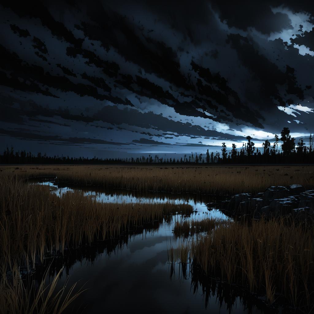 Eerie Nocturnal Scene with Dark Clouds