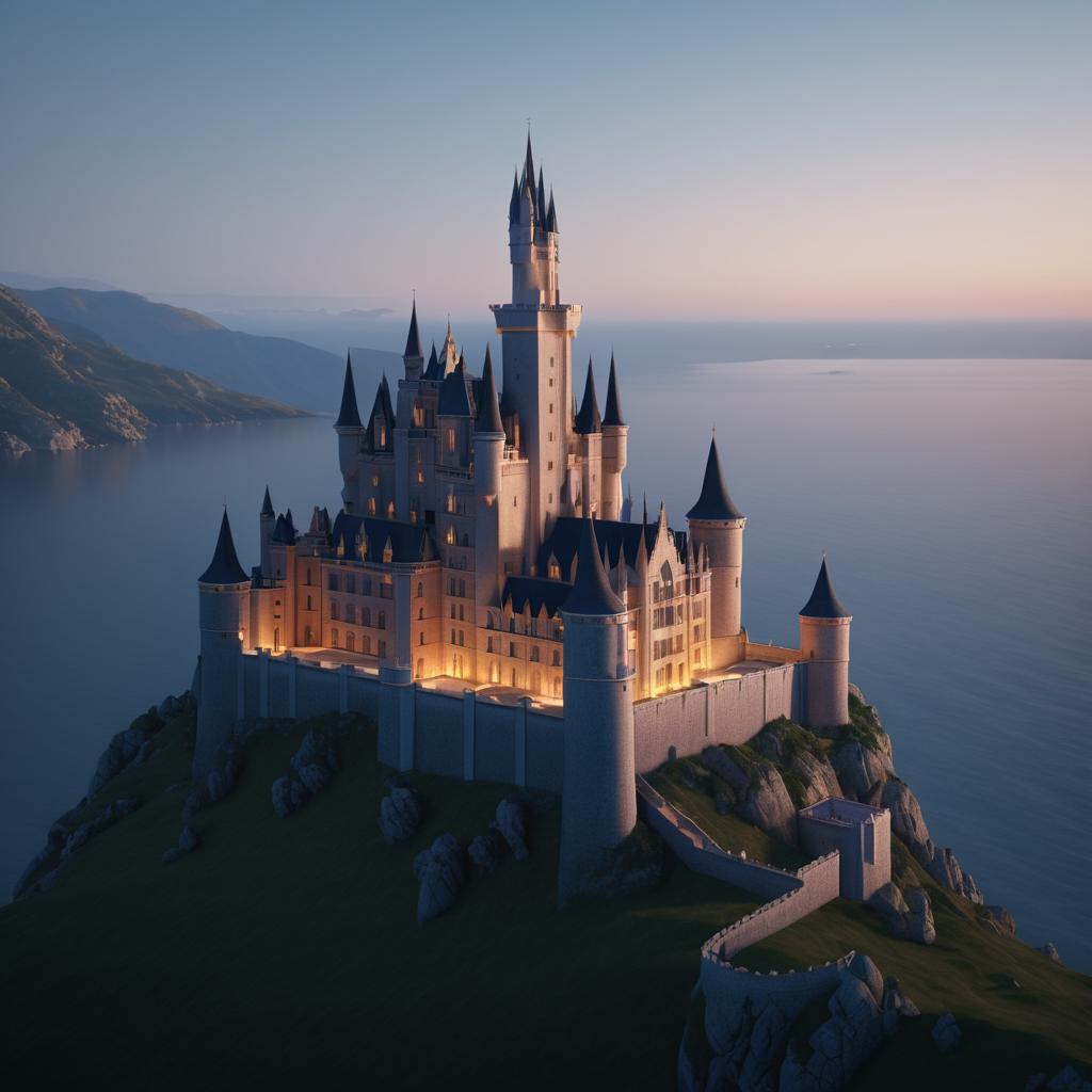 Dramatic Castle Overlooking Serene Sea